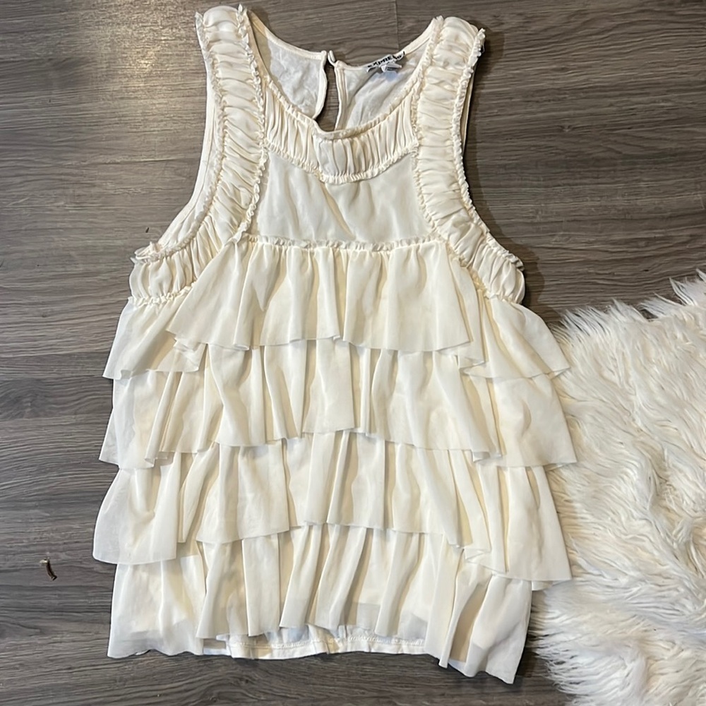 Ruffled Cream Coloured Tank